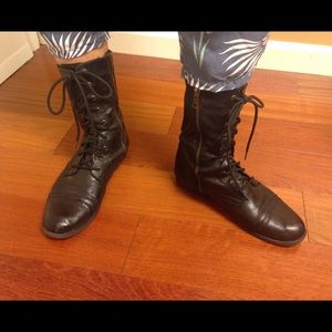 Mid-length Black Lace-up Boots